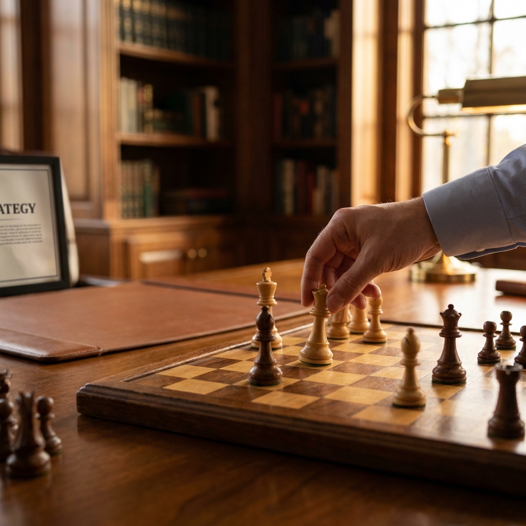 Chess board representing business structure strategy