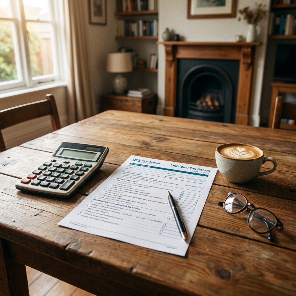 IR3 tax return form on dining table
