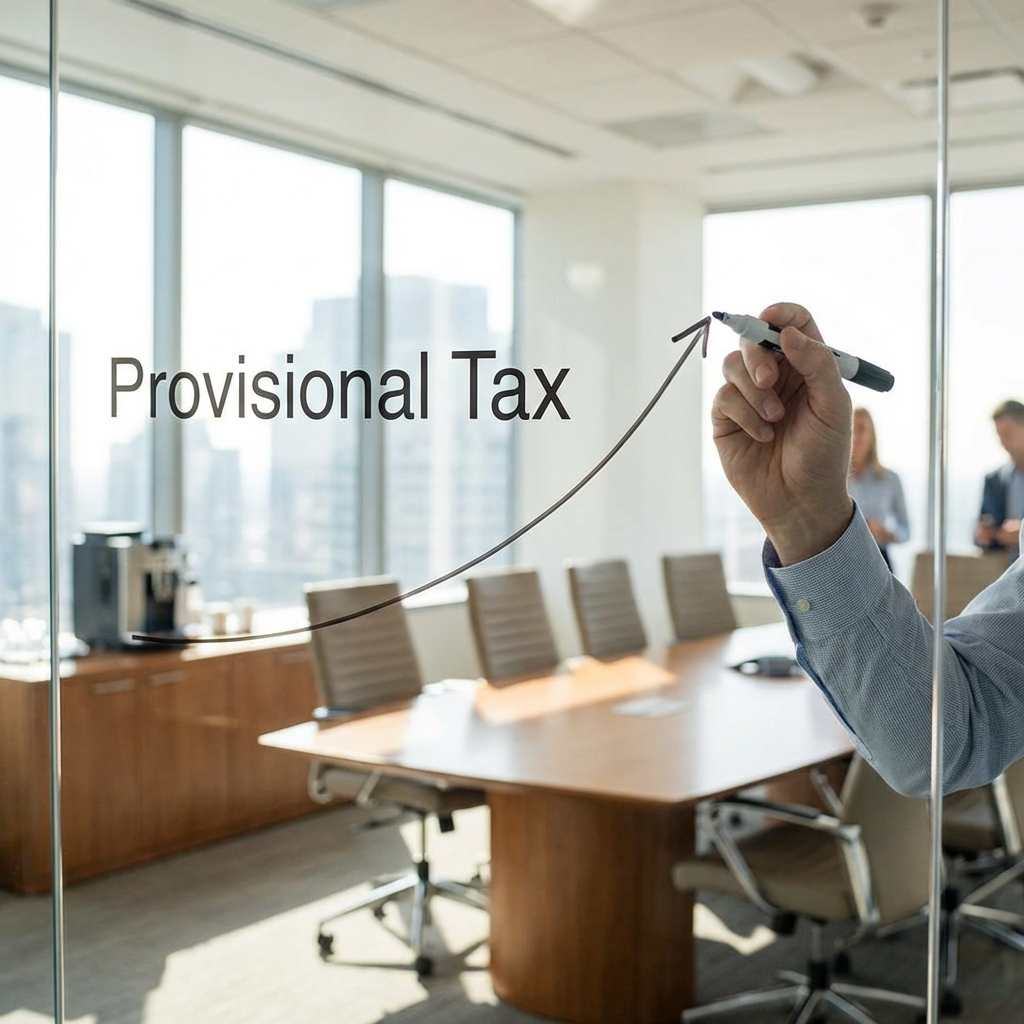 Tax forecasting trend line on glass whiteboard